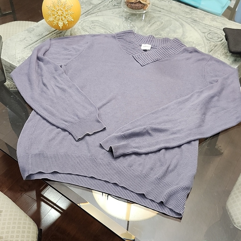 ARMANI COLLEZIONI MEN'S COTTON BLEND KNIT SOLID GRAY SWEATER 56 xl